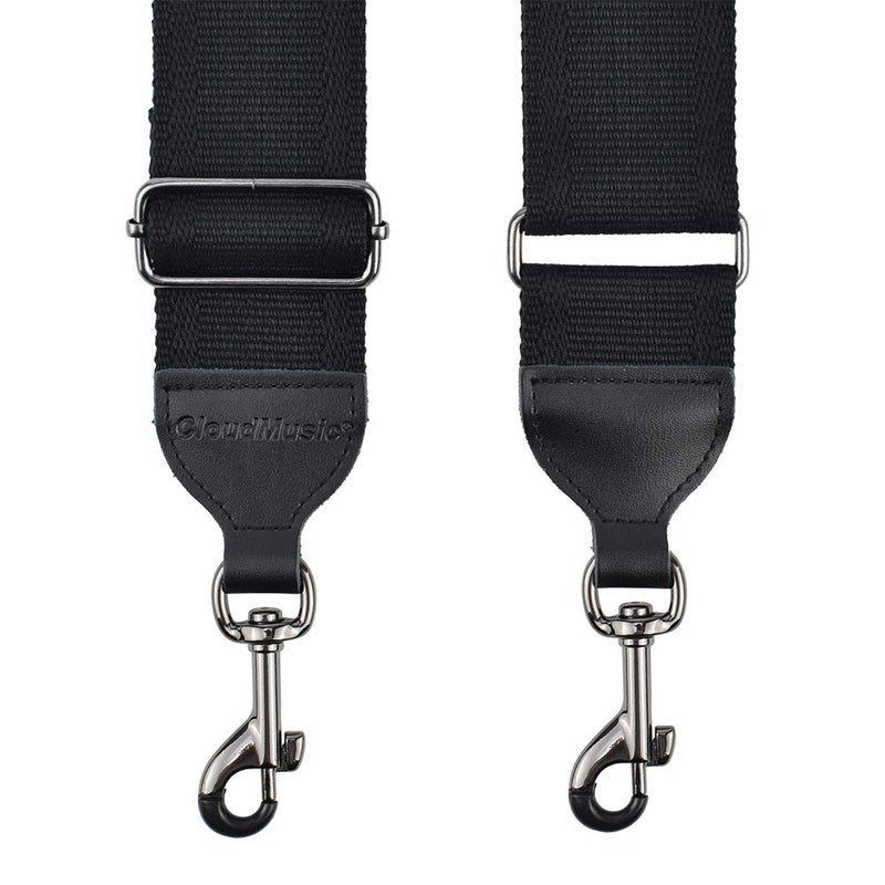 CLOUDMUSIC Banjo Strap Guitar Strap For Handbag Purse Jacquard Woven With Leather Ends And Metal Clips(Black) - Image 3